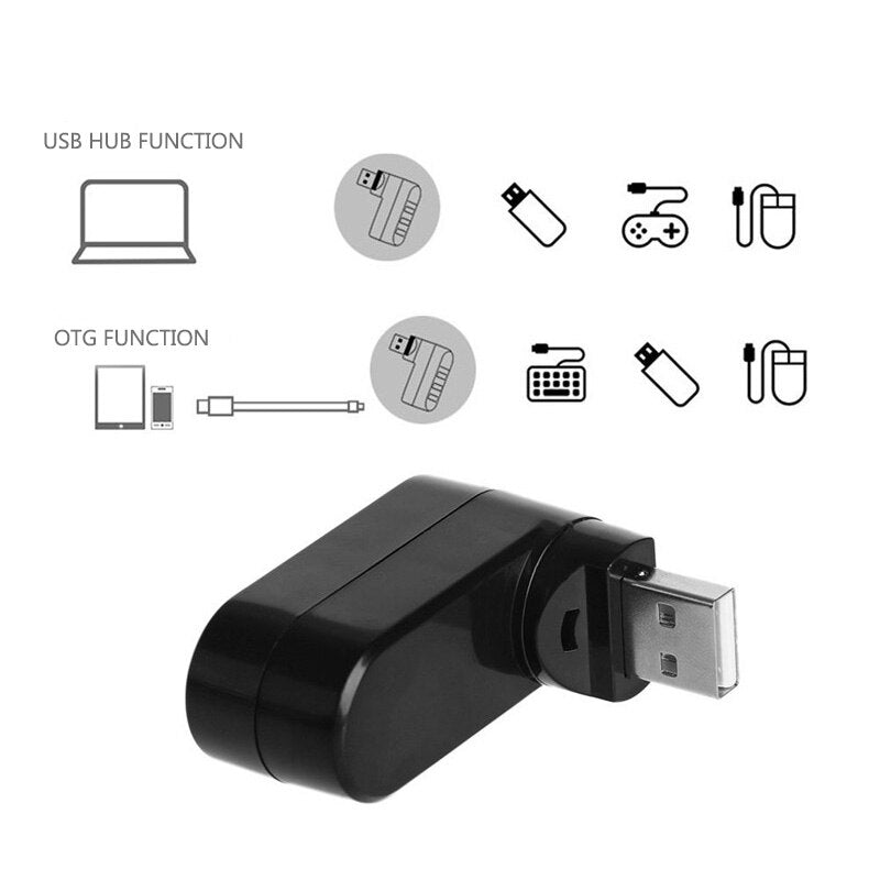 3 Port Multi 2.0/3.0 USB Hub Mini USB Hub High Speed Rotate Splitter Adapter For Laptop Notebook For PC Computer accessories