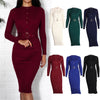 Women Midi Sweater Dress Autumn Winter 2021 New Fashion Button Long Sleeve Pencil Dress Knitted Women Bodycon Dress Black Red