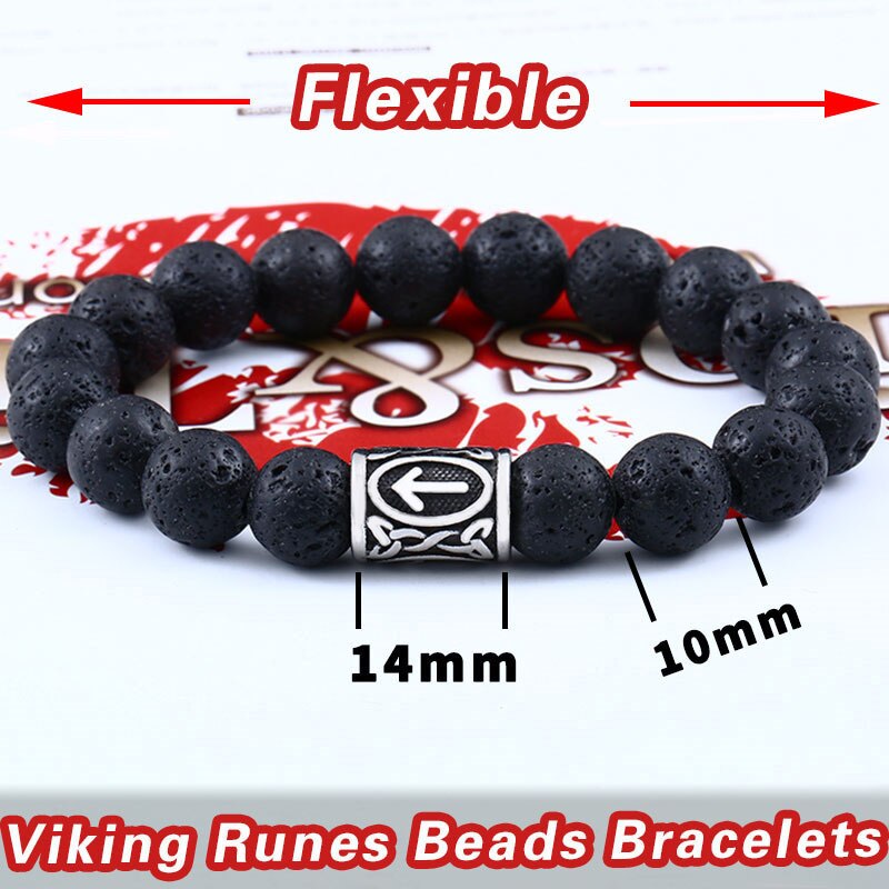 Pulseira Masculina Black Lava Stone men Jewelry Thor viking hammer fashion bracelet bangle for women 2018 Love jewelry HSS001