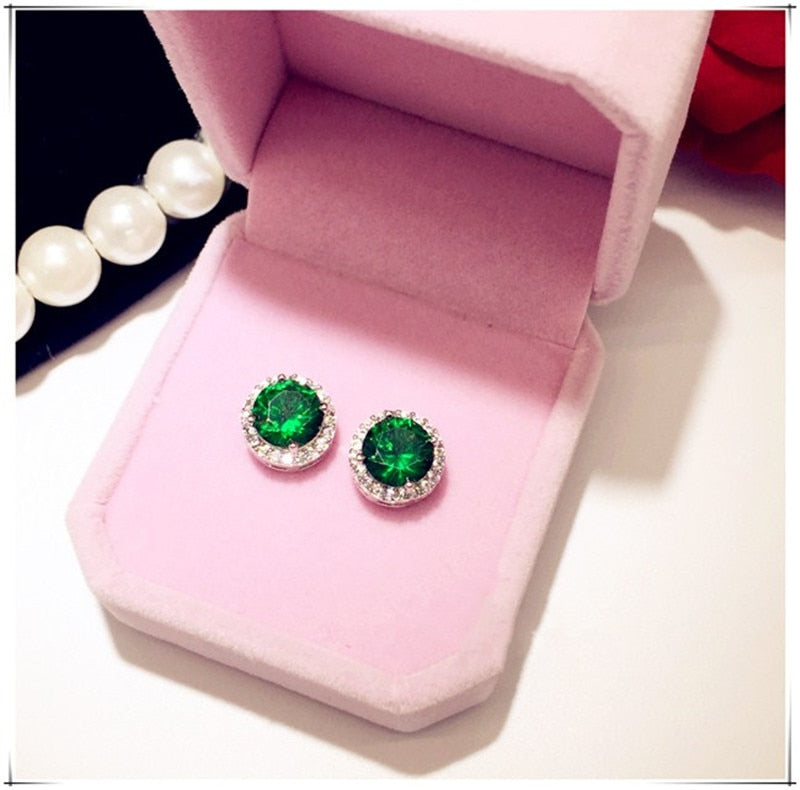 925 Sterling Drop Earrings For Women Artificial Emerald Vintage Fine Jewelry Cubic Zirconia Green Stone Luxury Eardrop Brincos