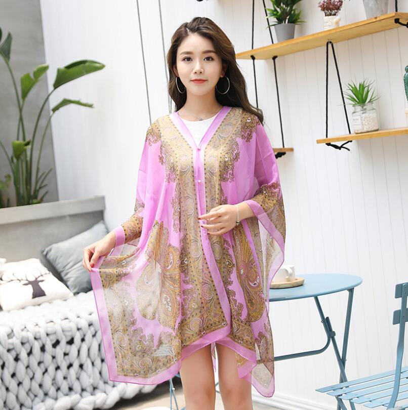 Boho Batwing Sleeve Chiffon Blouse Women Casual Floral Print Loose Kimono Shirts Big Size Beach Tunic Tops Peplum Blusa Robe