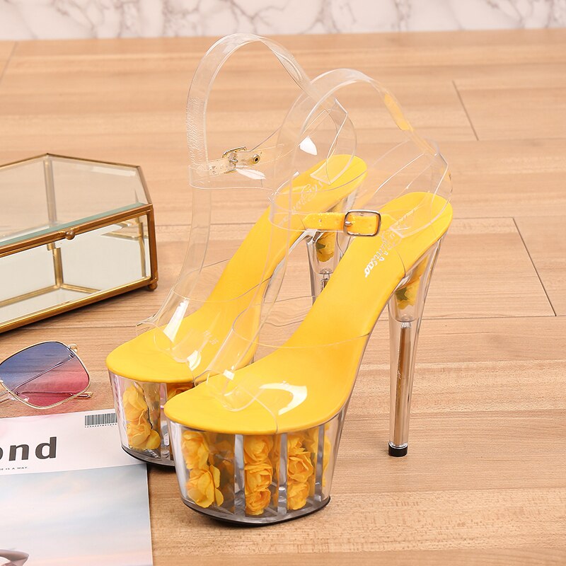 Shuzumiao Wedding Shoes Bride 2020 High Heels 17 High Heels 7cm Platfrom Women Platform Sandals Transparent Crystal Female Shoes