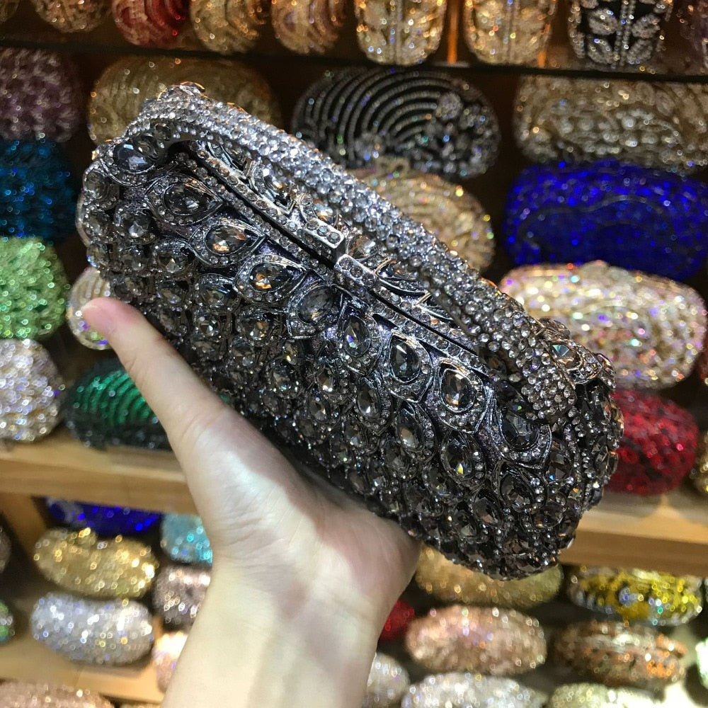 Wholesale Crystals 10 Colors Red Clutch Purse Messenger Bags Clutches Women Bridal Evening Clutch Bag Wedding Party Handbags