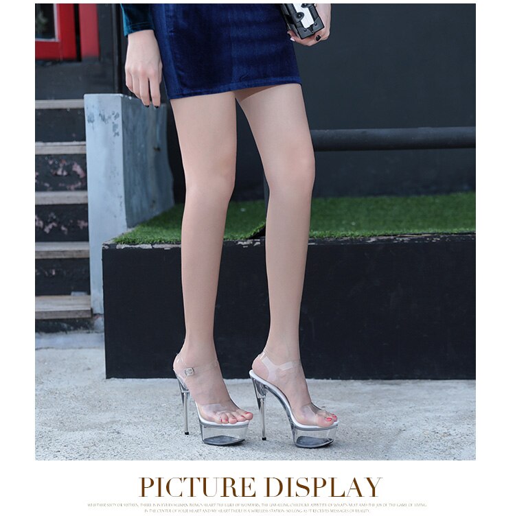 Women SandalsTransparent PVC Sandals Women Pointed Clear Crystal Cup High Heels Stilettos Sexy Platform Peep Toe Wedding Shoes