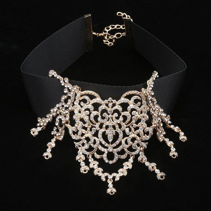 Luxury Rhinestone Choker Crystal Necklace Women gothic choker Maxi statement Necklace 2018 fashion jewelry Collar Collier femme