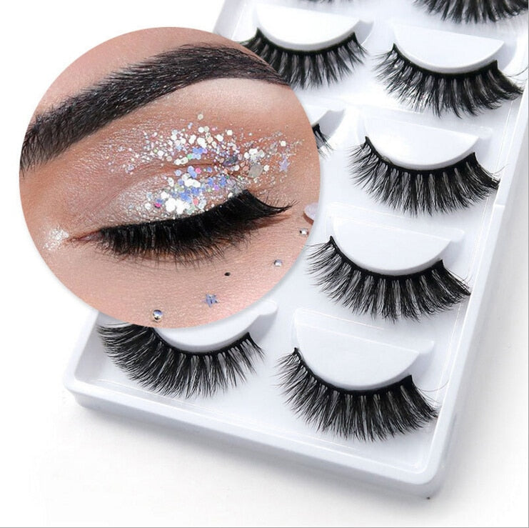 NEW 5 pairs natural long false eyelashes fluffy 3d mink lashes make up 100% cruelty free fake eyelash faux cils