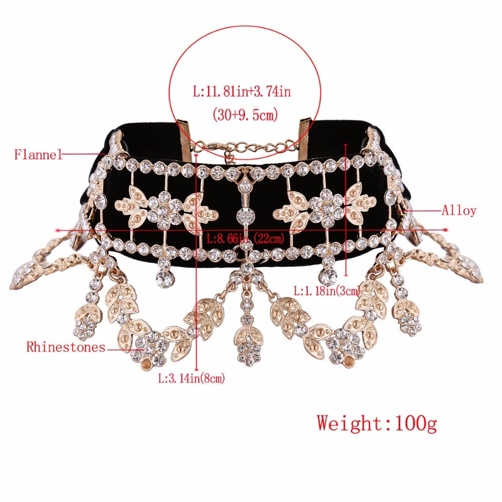 KMVEXO 2019 Fashion Crystal Rhinestone Choker Necklace Velvet Statement Necklace for Women Collares Chocker Jewelry Party Gift