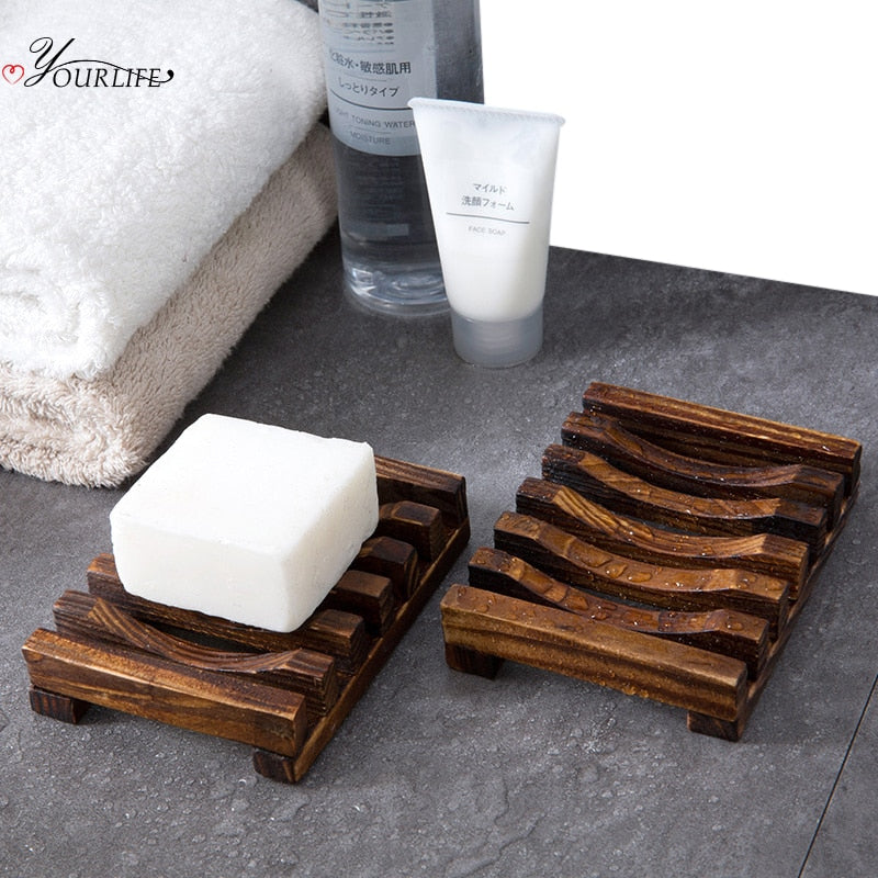 OYOURLIFE Natural Carbonation Mildew Resistance Wooden Soap Tray Bathroom Drain Soap Holder Case Soap Dish Bathroom Accessories