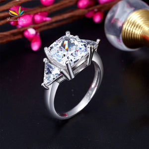 Peacock Star Cushion Cut 4 Carat Solid 925 Sterling Silver Ring Party Luxury Jewelry Created Diamante CFR8310