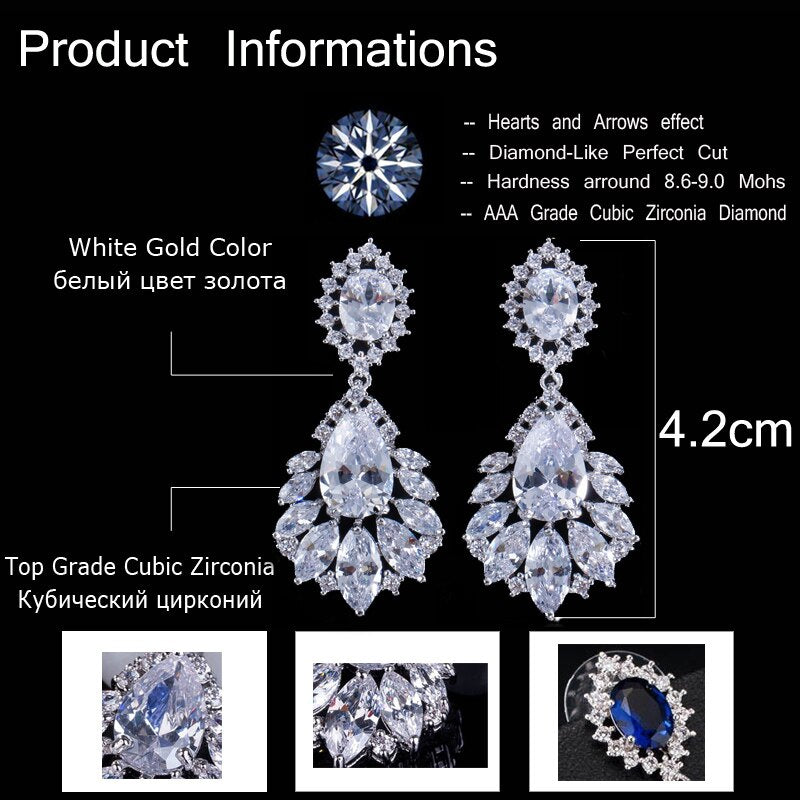 CWWZircons Elegant Chandelier AAA+ Cubic Zirconia Long Big Crystal Bridal Dangle Drop Earring for Wedding Jewelry CZ202