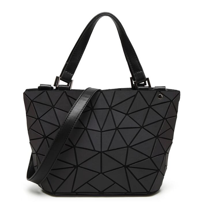 Luminous Bag Women's Geometry Lattic Totes  Quilted Shoulder Bags Hologram Laser Plain Folding Handbags  Free Shipping