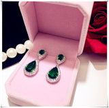 925 Sterling Drop Earrings For Women Artificial Emerald Vintage Fine Jewelry Cubic Zirconia Green Stone Luxury Eardrop Brincos