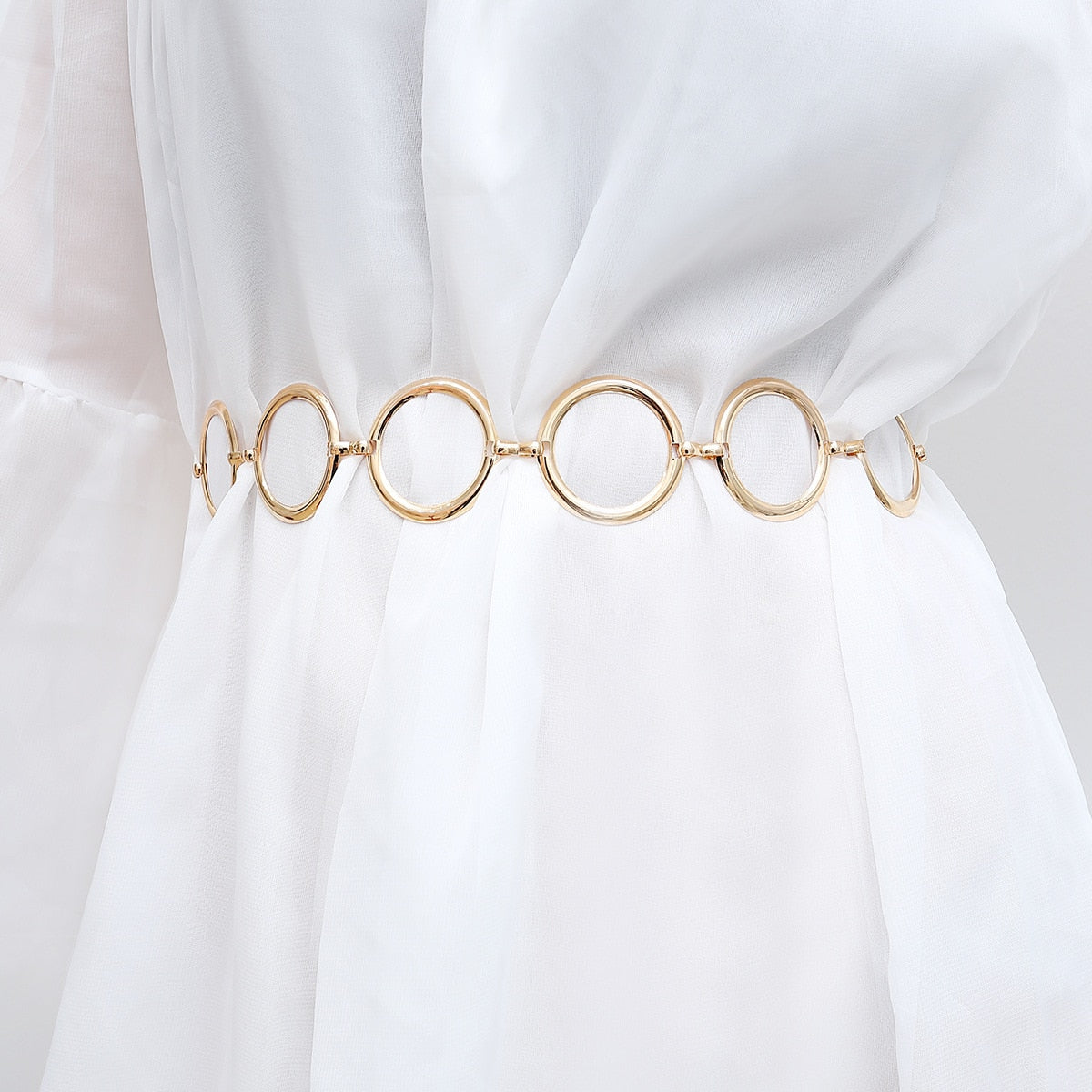 New Fashion Girls Metal Waist Chain Gold Plated Belt Decoration Belt for Dresses Women Circle Metal String Designer Belts