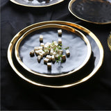 European Style Gold Side Black Plate Retro Tableware Matte Steak Dish Dessert Tray Kitchen Dinner Plates Ceramic Dishes Plates