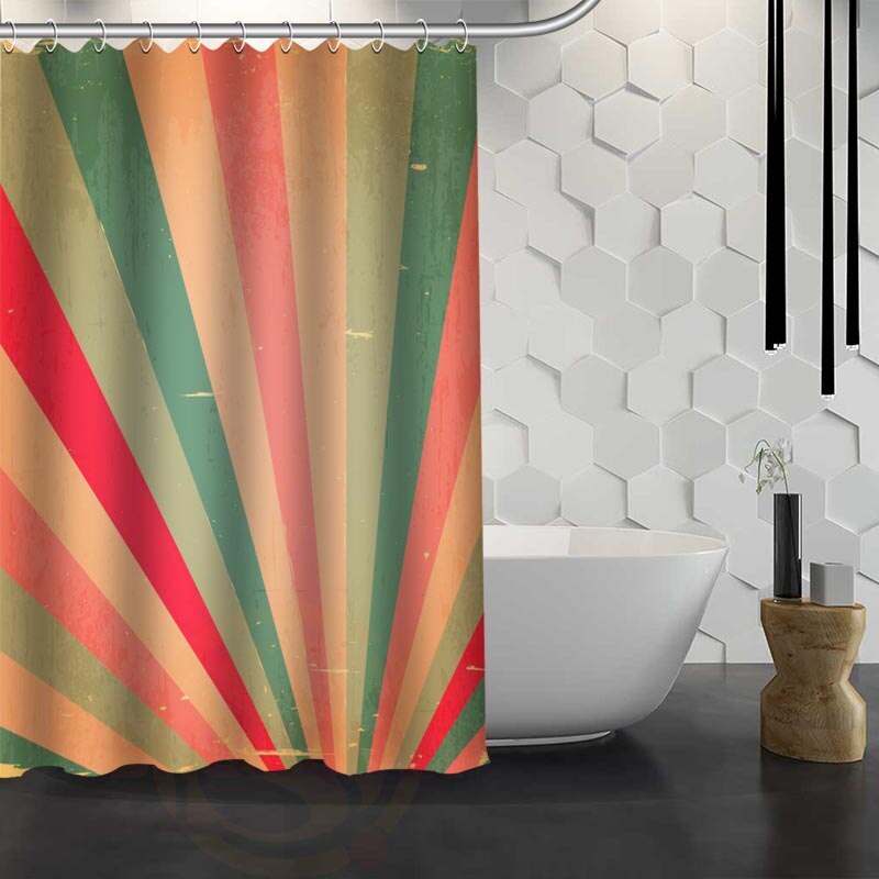 Custom Classic Striped Pattern Shower Curtain With Hooks High Defintion Printing Fabric Shower Curtain for Bathroom