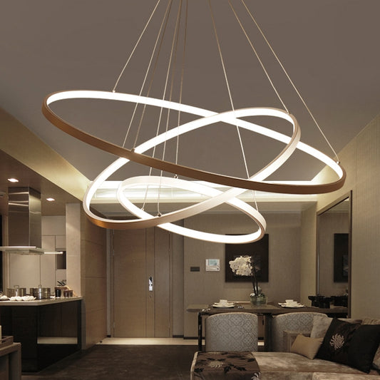 60CM 80CM 100CM Modern Pendant Lights For Living Room Dining Room Circle Rings Acrylic Aluminum Body LED Ceiling Lamp Fixtures