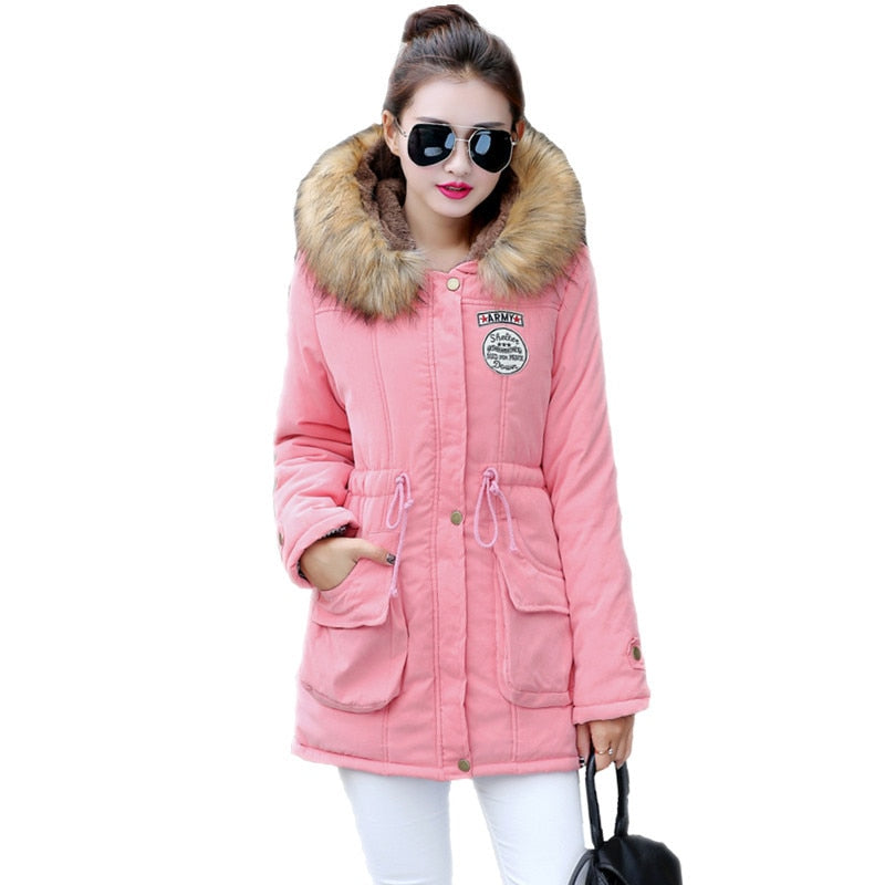 Long Parkas Female Womens Winter Jacket Coat Thick Cotton Warm Jacket Womens Outwear Parkas Plus Size Fur Coat