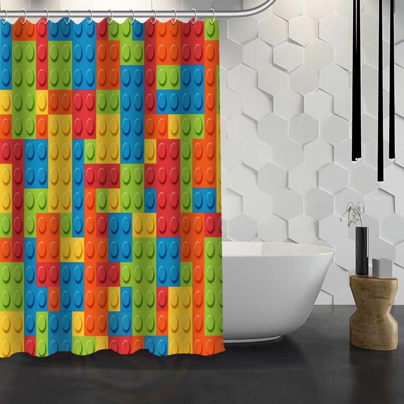 Custom Classic Striped Pattern Shower Curtain With Hooks High Defintion Printing Fabric Shower Curtain for Bathroom