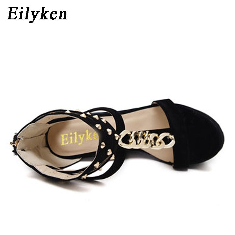 Eilyken 2022 New Gladiator Women Sandals High Heels Fashion Sandals Chain Platform Wedges shoes For Women