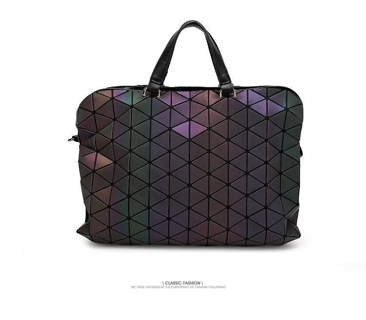 Maelove Luminous Bag 2021 Geometric Lattic Diamond Plaid Handbags Shoulder bag Hologram Laser silver Drop Shipping