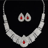 Gorgeous Fashion Choker Necklace for Women Earrings White Crystal Wedding Jewelery Nigerian Bridal Jewelry Sets Collar