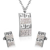 LUXUSTEE Bridal Cubic Zirconia Jewelry Set Gold/Silver Color Geometry Pendant Necklace Stainless Steel Women Necklace Sets