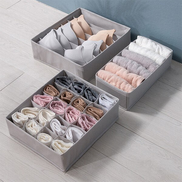 3PCS/Set Non-woven fabric underwear organizer Bras socks drawer organizer Foldable underwear box Wardrobe clothes storage box