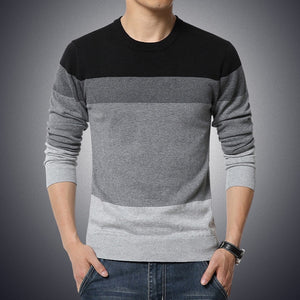 Casual Men's Sweater O-Neck Striped Slim Fit Knittwear 2022 Autumn Mens Sweaters Pullovers Pullover Men Pull Homme M-3XL