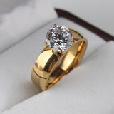 6mm Light Zircon CZ gold color 316L Stainless Steel finger rings men women jewelry wholesale lots