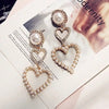 2019 New Arrival Metal Classic Geometric Women Dangle Earrings Korean Crystal Earrings Temperament Long Pearl Fairy Jewelry