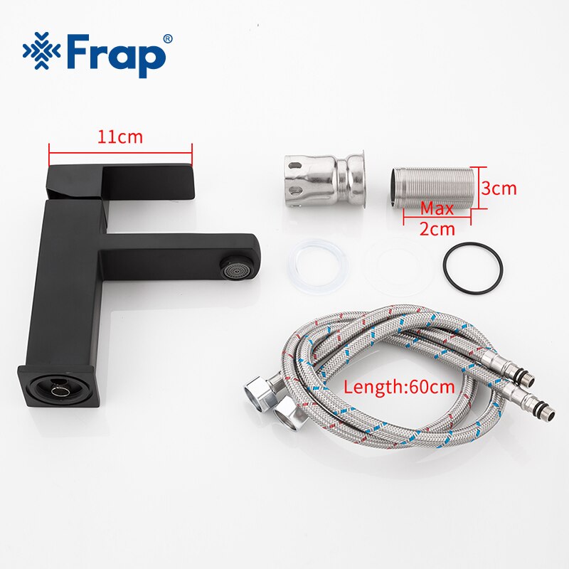 Frap New Square Black Bathroom Faucet Stainless Steel Basin Mixer Bathroom Accessories Tap Bathroom Sink Basin Mixer Tap Y10170