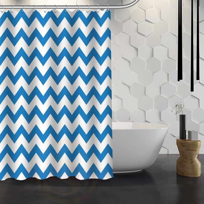 Custom Classic Striped Pattern Shower Curtain With Hooks High Defintion Printing Fabric Shower Curtain for Bathroom