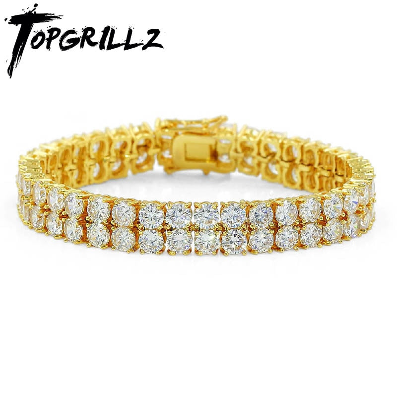 High Quality Bling Tennis Bracelet 2 Rows AAA+ Cubic Zirconia Charm Bracelets Jewelry All Iced Out Hip Hop Fashion Jewelry Gifts