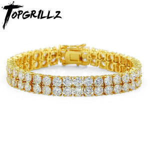 High Quality Bling Tennis Bracelet 2 Rows AAA+ Cubic Zirconia Charm Bracelets Jewelry All Iced Out Hip Hop Fashion Jewelry Gifts