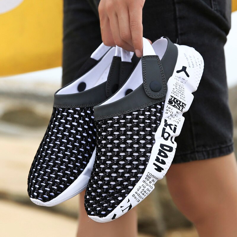 Fashion Sneakers Without Laces Man Handmade Beach Men's Summer Shoes Big Size Mesh Sneakers Light Shoes 2021 Outdoor Flats A-032