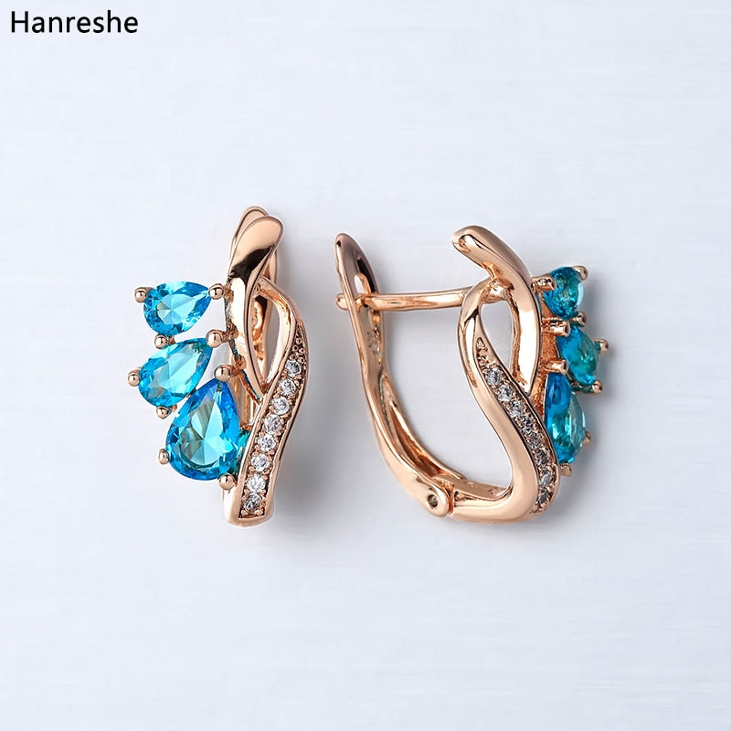 Hanreshe Beautiful Crystal Stud Earrings Party Blue Stone Girl Shaped Romantic Jewelry Charm Minimalist Earring Women Gift