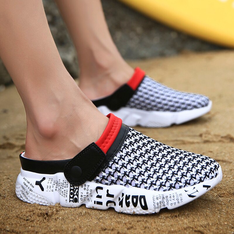 Fashion Sneakers Without Laces Man Handmade Beach Men's Summer Shoes Big Size Mesh Sneakers Light Shoes 2021 Outdoor Flats A-032