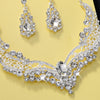 Gorgeous Fashion Choker Necklace for Women Earrings White Crystal Wedding Jewelery Nigerian Bridal Jewelry Sets Collar