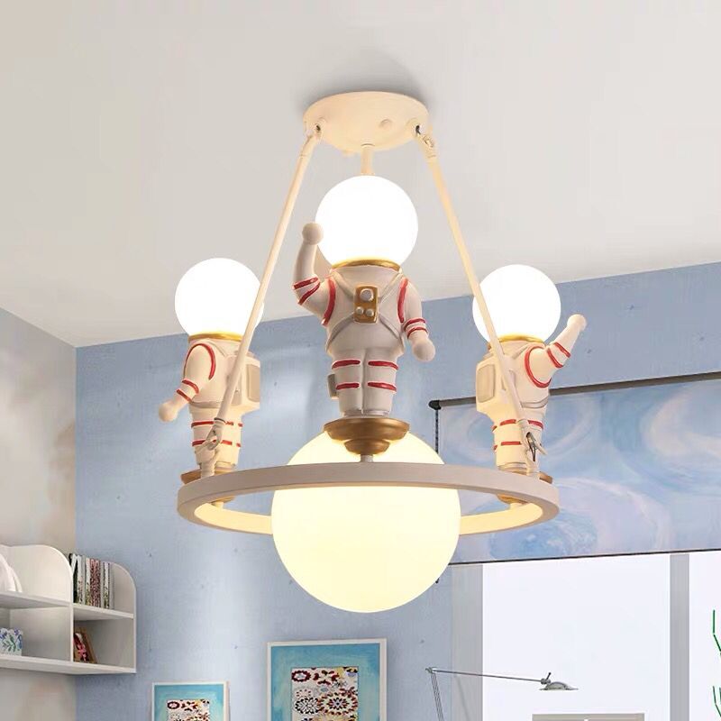 Minimalism White Astronaut Hanging Lamp Chandeliers E14 Ceiling Suspension Led Lamp for Children Boy Girl Room Light Decoration