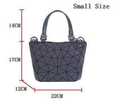 Luminous Bag Women's Geometry Lattic Totes  Quilted Shoulder Bags Hologram Laser Plain Folding Handbags  Free Shipping