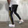 Men's Skinny Black Jeans Yellow Side Stripes Hip Hop Streetwear Raw Edge Ripped Skinny Printed Street Lightweight Cotton Jeans