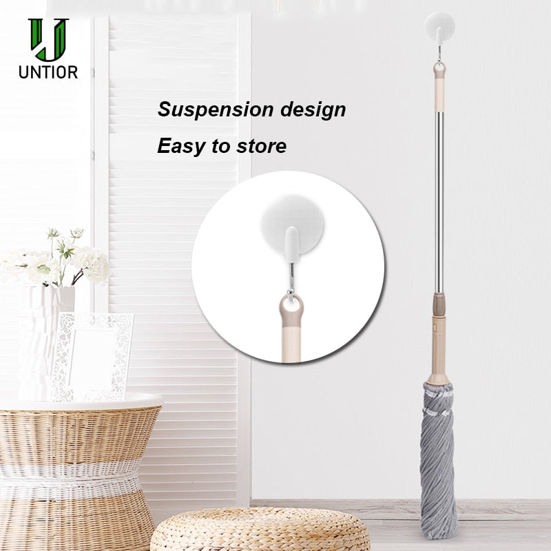 UNTIOR Microfiber Self-twisted Spin Mop Magic Hand-Free Washing Floor Cleaning Dust Mops With Removable Replace Mop head