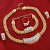 Amazing Price Wedding Gold Plate Jewelry Sets For Women Pendant Statement African Beads Crystal Necklace Earrings Bracelet Rings