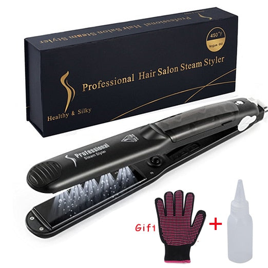 Professional Steam Hair Straightener Ceramic Vapor Hair Flat Iron Seam Hair Straightening Iron Curler Steamer Hair Styling Tool