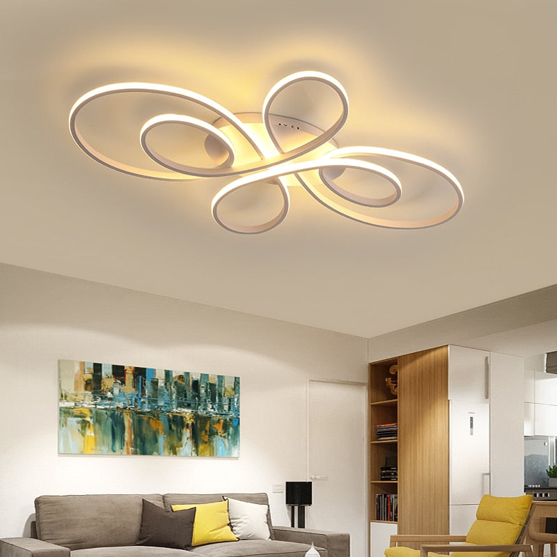 NEO Gleam New Hot RC White/Coffee Modern Led Ceiling Lights For Living Room Bedroom Study Room Dimmable Ceiling Lamp Fixtures