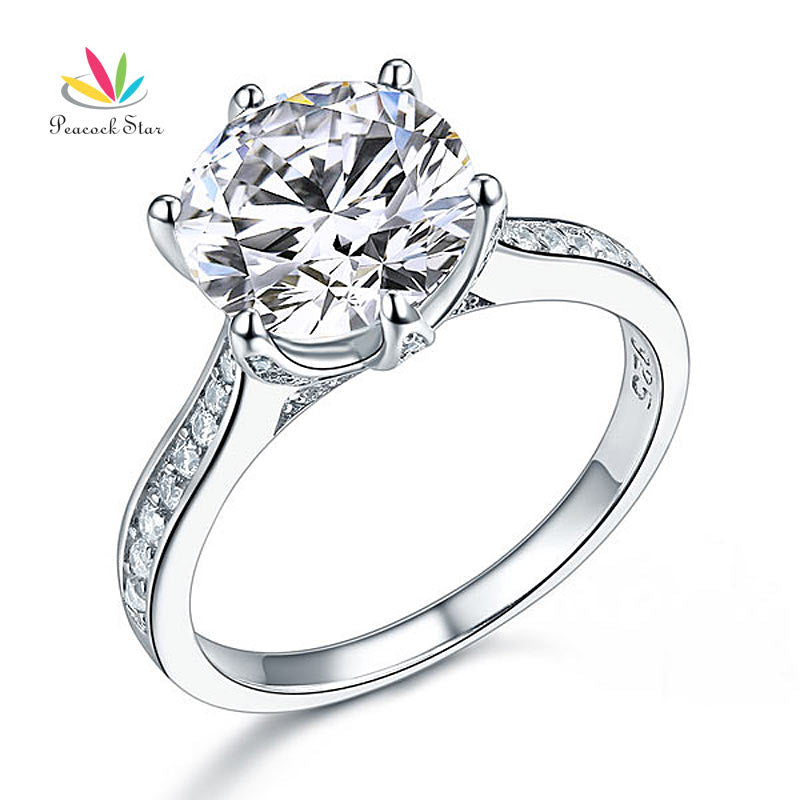 Peacock Star 925 Sterling Silver Luxury Wedding Anniversary Engagement Ring 3 Ct Jewelry CFR8228