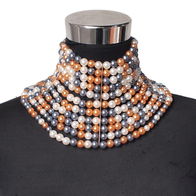 MANILAI Brand Imitation Pearl Statement Necklaces For Women Collar Beads Choker Necklace Wedding Dress Beaded Jewelry 2020