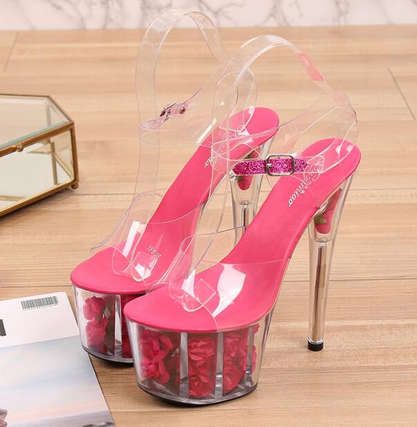 Shuzumiao Wedding Shoes Bride 2020 High Heels 17 High Heels 7cm Platfrom Women Platform Sandals Transparent Crystal Female Shoes