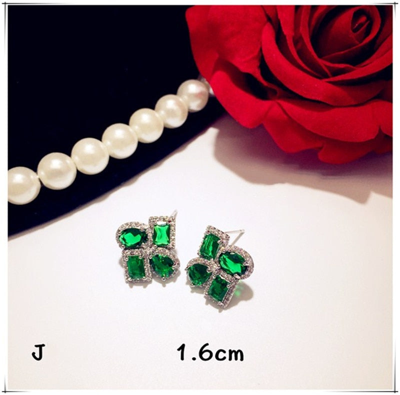 925 Sterling Drop Earrings For Women Artificial Emerald Vintage Fine Jewelry Cubic Zirconia Green Stone Luxury Eardrop Brincos