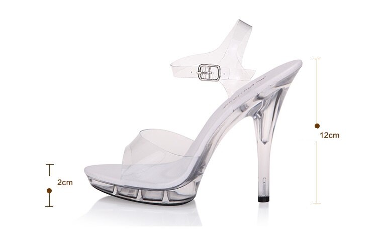 Women SandalsTransparent PVC Sandals Women Pointed Clear Crystal Cup High Heels Stilettos Sexy Platform Peep Toe Wedding Shoes